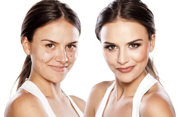 Before after make up — Stock Photo, Image