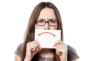 Bir kağıt üzerinde Hüzünlü gülümseme