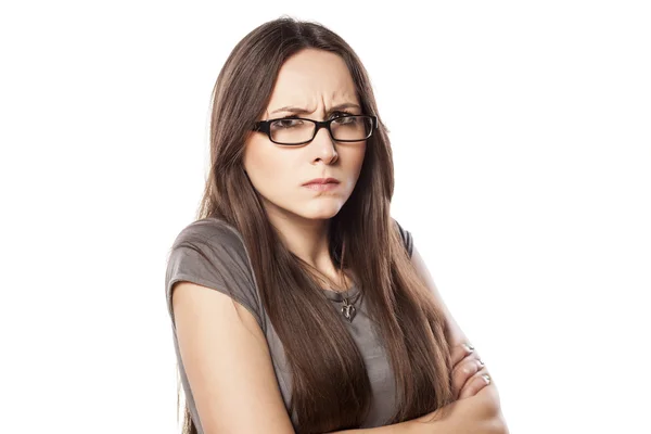 Frowning woman — Stock Photo, Image