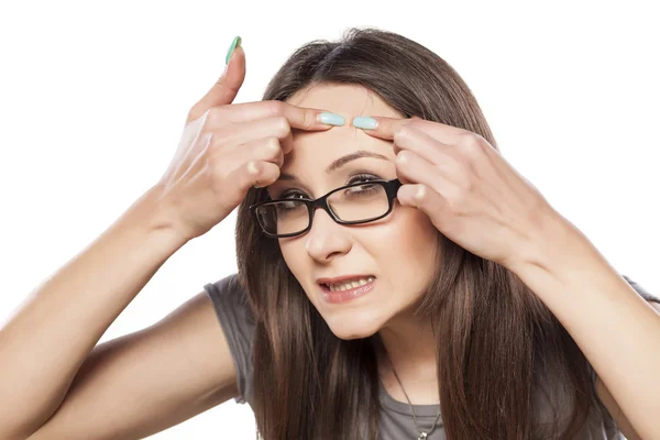 Squeezing acne — Stock Photo, Image