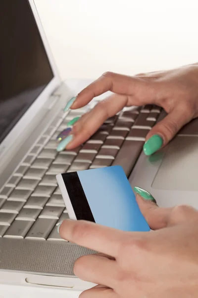 Entering credit card information — Stock Photo, Image