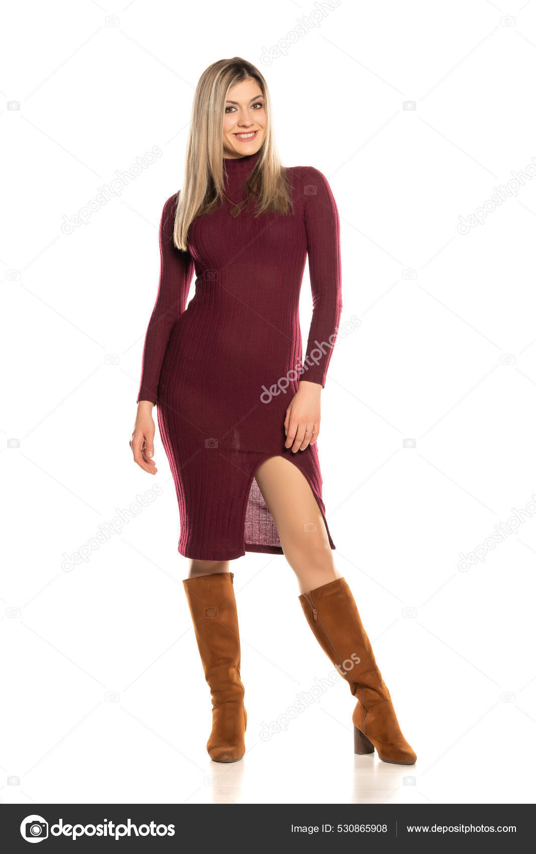 Brown leather dress, Lovely leather dress and boots