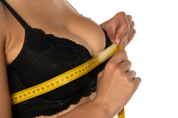 Woman Measured Her Huge Breast Measuring Stock Photo 542583847