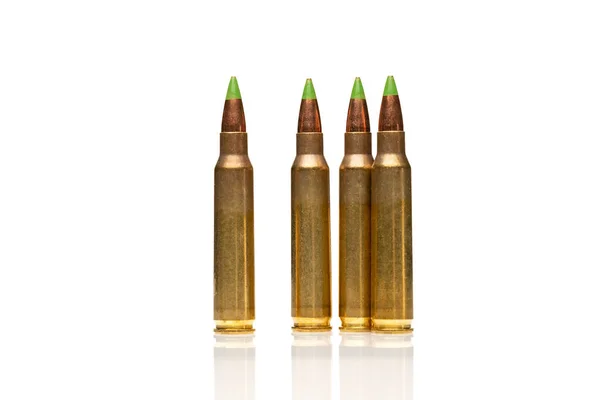 Group Calibar Green Tip Bullets White Background — Stock Photo, Image