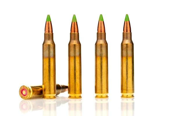 Group Calibar Green Tip Bullets Ordered Line White Background — Stock Photo, Image