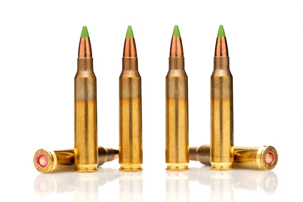 Group Calibar Green Tip Bullets White Background — Stock Photo, Image