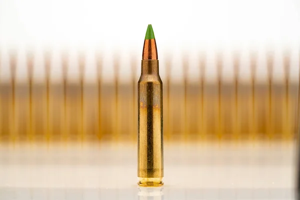 Calibar Green Tip Bullet White Background — Stock Photo, Image