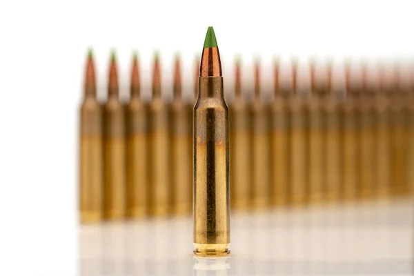 Group Calibar Green Tip Bullets White Background — Stock Photo, Image