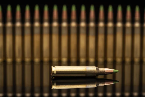 Group Calibar Green Tip Bullets Ordered Line Black Background — Stock Photo, Image