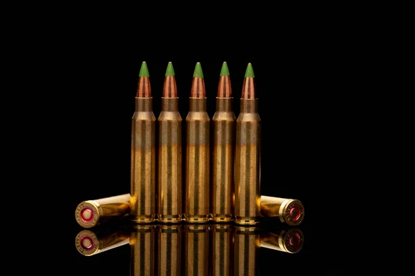 Group Calibar Green Tip Bullets Black Background — Stock Photo, Image