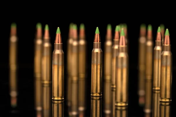 Group Calibar Green Tip Bullets Black Background — Stock Photo, Image