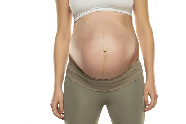 Kleren Voor Zwangere Vrouwen Grijze Panty Met Hoge Taille Geïsoleerd — Stockfoto