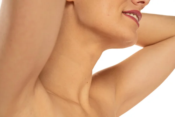 Woman Perfect Skin Armpit White Background Skin Care Concept — 스톡 사진