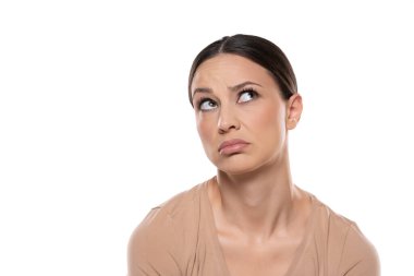 Sad woman deep in thoughts, thinking about important things.