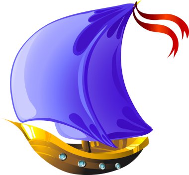 karikatür yelkenli tekne