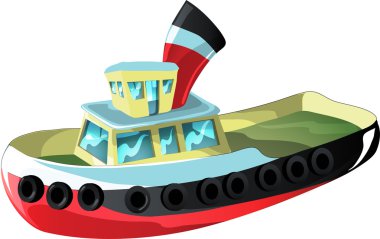 karikatür römorkör tekne