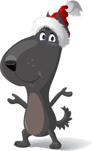 Cartoon wolf in hat — Stock Vector