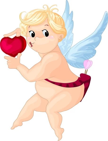 Cartoon cupid with heart — Stock Vector