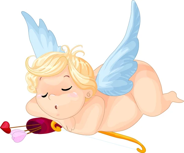 Cartoon cupid sleeping — Stock Vector