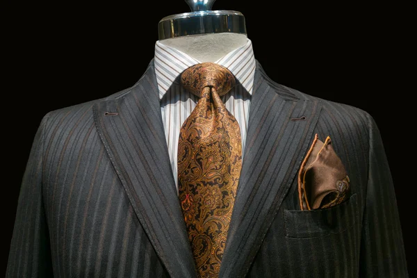 Giacca grigia a righe con cravatta gialla (orizzontale ) — Foto Stock