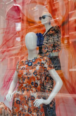 iki renkli bir vitrin mankenler