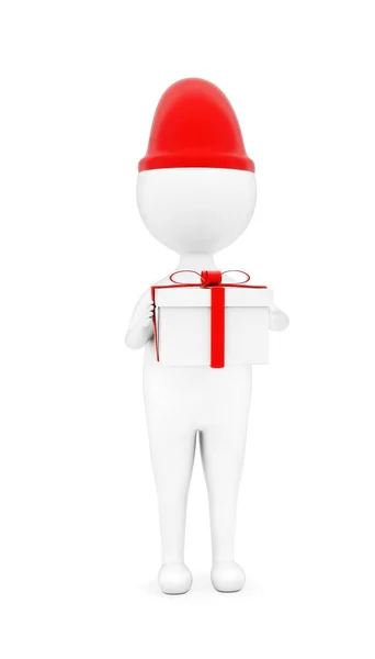Uomo Indossando Cappello Babbo Natale Tenendo Concetto Scatola Regalo Sfondo — Foto Stock