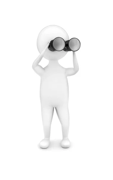 Άνθρωπος Κοιτάζοντας Μέσα Από Διόφθαλμη Έννοια Λευκό Απομονωμένο Backround Μπροστινή — Φωτογραφία Αρχείου