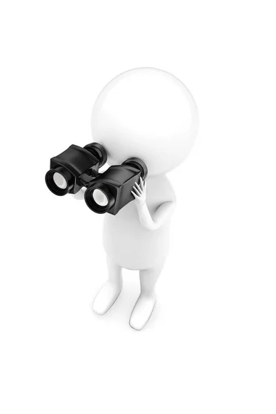 Man Looking Binocular Concept White Isolated Background Απόδοση — Φωτογραφία Αρχείου