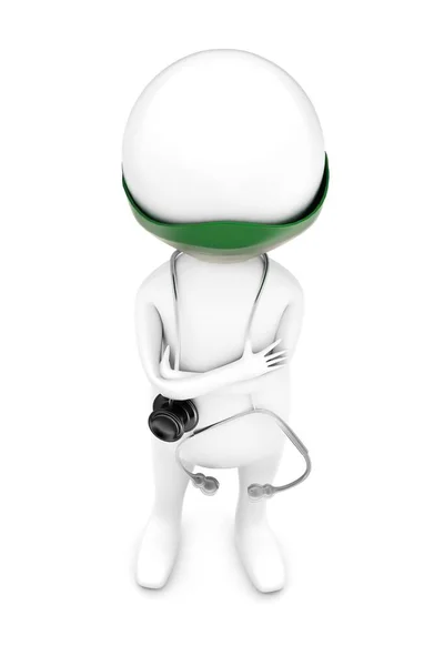 Mann Mit Grüner Maske Und Stethoskop Auf Schulterkonzept Weiß Isoliert — Stockfoto