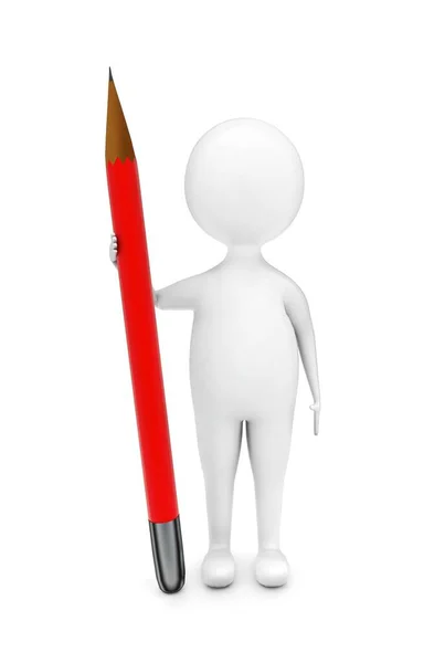 Adam Bir Kurşun Kalem Tutuyor Bir Kavramı Beyaz Izole Arka — Stok fotoğraf