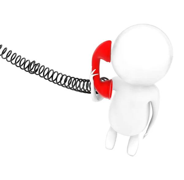 Uomo Possesso Ricevitore Telefono Avere Concetto Conversazione Bianco Sfondo Isolato — Foto Stock