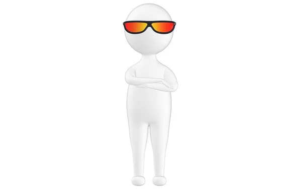 Character Man Wearing Orange Yellow Tinted Sunglass Rendering — Stock Photo, Image