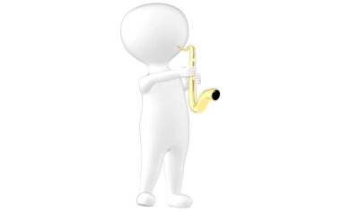 3D karakter, saksafon çalan adam... 3D canlandırma.