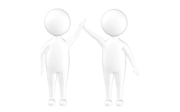 Charakter Człowiek Dwa Znaki Podnoszące Dłonie Renderowania — Zdjęcie stockowe