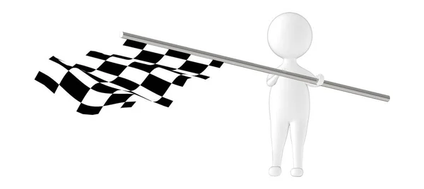 3D karakter, elinde bayrak sallayan adam - 3D görüntüleme