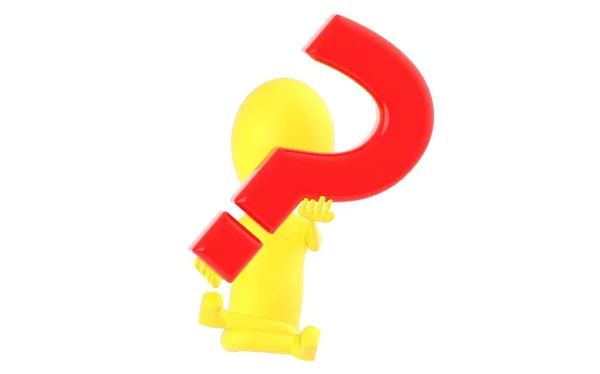 Жовтий Символ Тримає Знак Питання Рендеринг — стокове фото