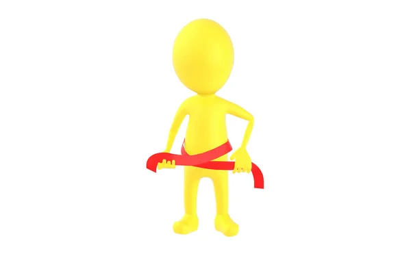 Gelb Charakter Binden Karate Gürtel Rendering — Stockfoto