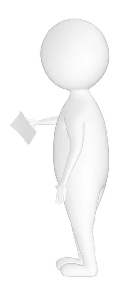 3D karakter, elinde kağıt tutan adam...