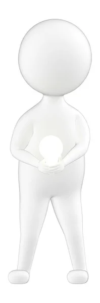 Трехмерный Персонаж Человек Подсвеченной Лампочкой Трехмерным Рендерингом — стоковое фото