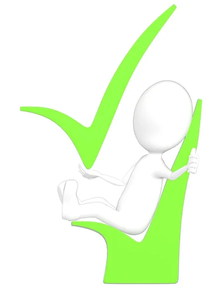 3D karakter, el hareketi yapan bir adam, yeşil kene izi, 3D görüntüleme.