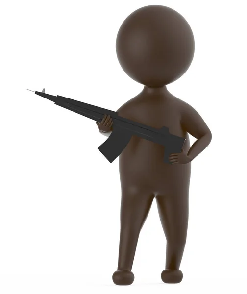 Brown Character Holding Gun His Hands Rendering — Stock Photo, Image