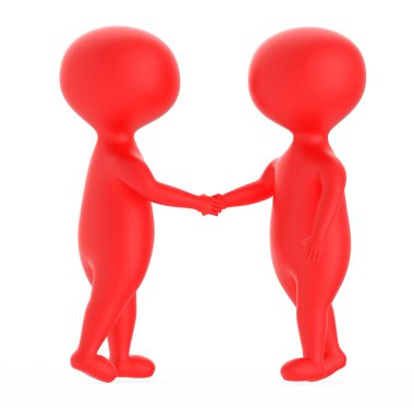 3D kırmızı karakter el sıkışması - 3D görüntüleme