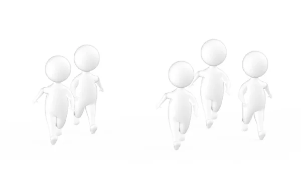 3D白色角色赛跑 在白色孤立的背景下赛跑 3D渲染 — 图库照片