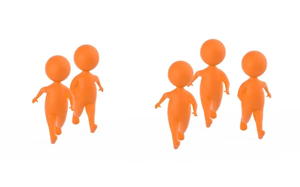 Πορτοκαλί Χαρακτήρες Δρομείς Αγώνα Λευκό Απομονωμένο Φόντο Απόδοση — Φωτογραφία Αρχείου