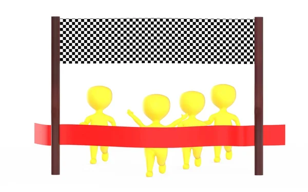 Żółty Znak Zamiar Przekroczyć Linię Mety Wyprzedzając Wiele Innych Znaków — Zdjęcie stockowe