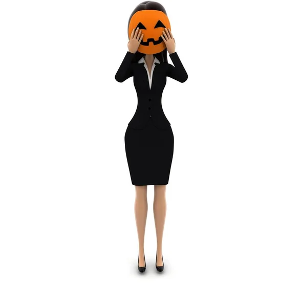 3D-Frau Halloween-Maske Konzept in weiß isoliert Hintergrund — Stockfoto