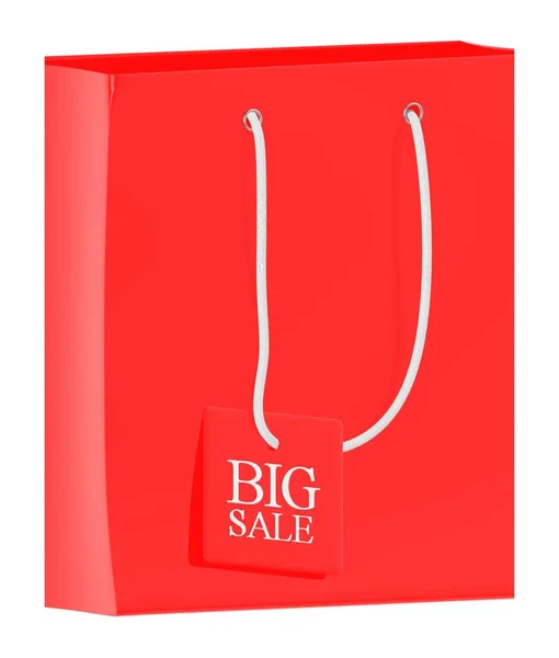 3d shopping cart with big sale tag in it — Stock Photo, Image