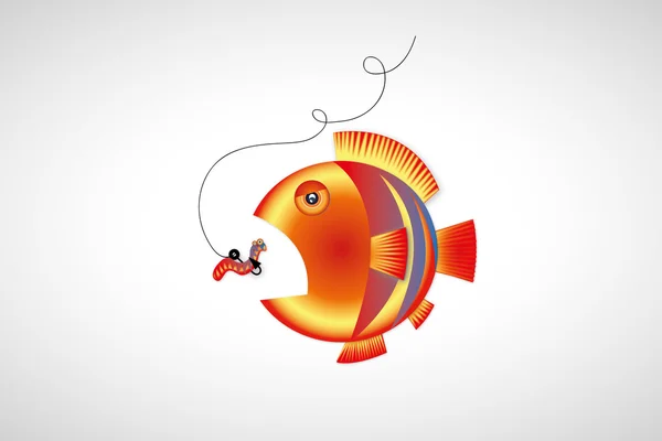 Ryby a červ na háčku — Stockový vektor