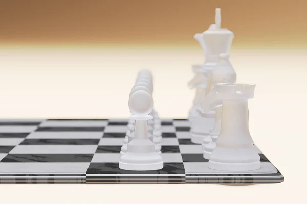 White Glass Chess Pieces Chess Board Chess Symbol Leadership Struggle — Stock Photo, Image