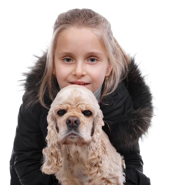 Niña y perro — Foto de Stock